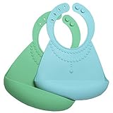 HOMWE Silicone Bib for Baby Girl, (Pearl - Green / Turquoise) by HOMWE