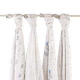 【日本正規品】(エイデンアンドアネイ)aden+anais モスリン スワドル（おくるみ）4枚入り aa-mus-sw4p ギフト 出産祝い[2052] night_sky 120x120xm