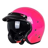 DGF ヘルメットウルトラライトFRP 3/4ヘルメットオートバイトラムスクーターオートバイヘルメットシェードメンズアンドレディースハードハット (色 : Pink, サイズ さいず : M)