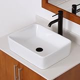 Eliteバスルーム長方形ホワイトセラミック磁器シンク&オイルはブロンズ蛇口コンボ