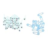 Baosity 安全ピン+赤ちゃん　ガラガラ　ベビーシャワー　装飾　パーティー　２タイプ選べる - 青, 3.7x1.3cmと3.5x1cm