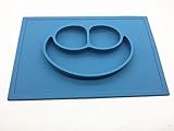 Smiley Face Silicone Baby Placemat - Square - Blue [並行輸入品]