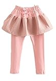（ポルテボヌール) レギンス 付き スカート リボン ワッフル 子供 服 (015 ピンク 140cm)