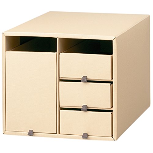 プラス 卓上小物入れ リビングポスト Y4 小物トレー×3+DMボックス コットン 85-458