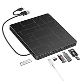 外付けDVDドライブ USB 3.0 Type-C DVDプレーヤー USBポート4つとSDカードリーダー付き ノートパソコン用 ポータブルディスクドライブ CD ROMライターバーナー ノートパソコン デスクトップ PC Windows MacBook Mac Linux Mac OSに対応