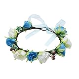 Domybest子供　花冠　　フラワーヘアバンド　ヘッドドレス ヘアアクセサリー　結婚式　ブライダル　子供用　髪飾り 女の子 　キッズ 髪飾り 花かんむり ウェディング フラワー ヘッド　5色選べる 