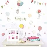 不二玩家 ウォールステッカーうさぎ 風船 子供部屋 赤ちゃん おしゃれ アート 北欧 インテリア ポスター ステッカー モダンアート シール式ステッカー 飾り ウォールデコ ウォールペーパー ウォール 装飾 M0230