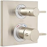 hansgrohe Ecostat 正方形 モダン プレミアム ボリューム 自動温度制御 2ハンドル 6インチ 幅 サーモスタット シャワートリム ラフインバルブ用 つや消しニッケル 15712821