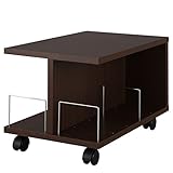 【完成品・組立不要】 日本製 キャスター付 収納ラック ロータイプ サイドテーブル 収納 ダークブラウン