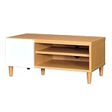 前板の鏡面塗装がアクセントのリビング収納　クリエ　ローボード800（ホワイト＆ナチュラル） テレビ台　白