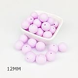 Mamimami Home シリコーン製 安全歯固め ビーズ 12MM 授乳看護用 ネックレス おしゃぶりチェーン 幼児 噛がため玩具 新生児贈り物 DIY用 円形 アクセサリー 17色選択可能 50