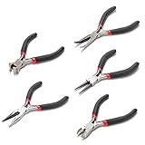 SODIAL 5ｘジュエリー　ミニプライヤーツールキット　カッターチェーン　ラウンドベントノーズビーズメイキング