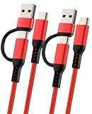 TOMSING USB Type C ケーブル 2-in-1 USB A-C変換アダプタ 2本セット3m USB C to C 60W Type C 急速充電 for iPhone 15/16/Matebook/iPad/Xperia/iPad/MacBook Pro/Galaxy S24/その他 Android 等機器対応（レッド，3m）