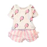 timallベビーガールズアイスクリームTシャツ+ Stipedショーツセット子供用2pcs服装( 1 – 6歳) M(3-4 years) ピンク 4328161803