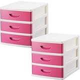 シェルタカラーズ A4収納卓上チェスト(浅型)3段 同色2個セット ベリーピンク SC-A3-2BP