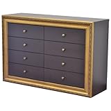 チェスト 天然木 ワードローブ 衣類収納 収納家具 引出 窓下収納 リビング クローゼット ゴールドフレーム 洋服 タンス タモ 幅120cm ダークブラウン LS-608