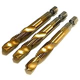 RedBeryl 選べる HSS タップ ドリル セット ネジ 修正 ハンドル M3 M4 M5 M6 M8 M10 (TiN 8mmx3本)