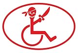 【全16色】車椅子マーク/車イス　サイン/カー ステッカー/Car/スカル/ドクロ/車用/シール/ Vinyl/Decal /バイナル/デカール/-3B (赤) [並行輸入品]