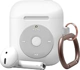 【elago】 AirPods 対応 ケース カラビナ 付き 耐衝撃 シリコン カバー ノスタルジック レトロ デザイン 衝撃 吸収 傷防止 落下防止 保護 アクセサリー [ Apple AirPods1 / AirPods2 Wireless Charging Case エアーポッズ 対応 ] AW6 HANG CASE ホワイト
