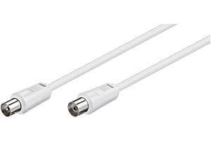 Goobay 11511 Antenna Cable, Nickel-Plated Coax Male to Coax Female, Coaxial Cable Suitable for TV, HDTV, Radio, DVB-T2, DVB-S2, DVB-C, L, Double Shielded, 70 dB, 75 Ohm, 2.5 m, White