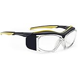 Radiation Safety Glasses in Black/Yellow Plastic Safety Frame - 55-19-125mm Eye Size - Schott .75Pb 
