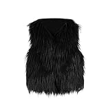 POTOJP 子供用 欧米風 暖かい ファーコート 女児 フェイク ファーベスト 暖かい ジャケット 女の子 キッズ衣装 パーティー 日常生活 カジュアル オシャレ (130, ブラック)