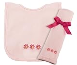 Princess Linens Cotton Knit Bib and Burp Pad Set with Daisy Motif, Pink by Princess Linens