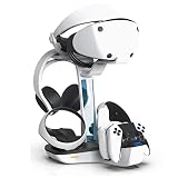 PSVR2 充電ステーションスタンド PS VR2およびPS5コントローラー用、VRヘッドバンドホルダー付き充電ステーション、4つのコントローラー充電ステーションとLEDインジケーター、ヘッドセットホルダー付き、メディアリモートスロット
