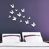 Walplus 3D Butterflu-White Walplus 12-Piece 3D Butterfly Wall Stickers Butterflies Home Improvement 