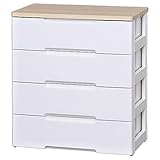 アイリスオーヤマ チェスト 木天板 4段 幅73×奥行41.5×高さ81cm ホワイト/ナチュラル HG-724R