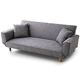 ソファ ソファベッド 背もたれ・肘掛け可動 天然木脚 3人掛け 簡単組み立て リクライニング ファブリック グレー