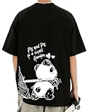 [Bligo] 夏服 Tシャツ メンズ 半袖 かわいい ティーシャツ 人気 パンダ 柄 プリント トップス かっこいい 服 大きいサイズ オシャレ てぃーしゃつ tshirt men なつふく 派手 男女兼用 black-2XL