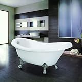 maykke Gibson 67インチTraditional楕円形アクリルClawfoot浴槽、ホワイトSlipper Bathtub withフィートでクローム仕上げCupc認定、xda141300
