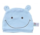 (ラボーグ)La vogue 新生児帽子 0-3ヶ月赤ちゃん 帽子 ベービーキャップ 子供帽子 キッズ ビーニーハット男の子 女の子向きクマ型帽子 ブルー