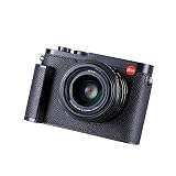 SIUTATDSH カメラハーフケース Leica Q3用、ビンテージメタル本革カメラ保護ケース スタイリッシュ ポータブル 耐衝撃 (ブラック)