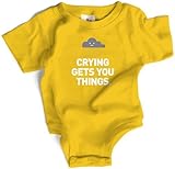 Wry Baby Crying Gets You Things Snapsuit 0-6M Yellow by Wry Baby