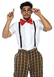 LEG AVENUE(レッグアベニュー)  メンズ Nerdy Ned パンツ サスペンダー タイ 眼鏡 4点セット L ブラウン 85033