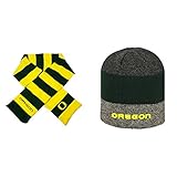 NCAA Oregon Ducks Striped Rugby Scarf and Sunsetビーニー帽子2パックバンドル