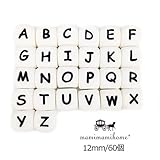 Mamimami Home 歯固め シリコーン製 レタービーズ 英語のアルファベット チュアブル 12MM 60個 DIY ユニーク 赤ちゃんのおしゃぶりチェーン 看護玩具 ママのジュエリー 「BPA