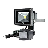 LTE 10Wセンサーフラッドライト LED超高輝度 PIR投光器 作業灯 看板灯 駐車場灯 懐中電灯 防災用品 屋外照明（昼白色）