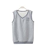 (チェリーレッド) CherryRed キッズ 子供服 女の子 男の子 ベスト 袖なし ベビーベスト秋冬 可愛い 裏起毛 コットン 150 グレー