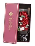 REEMONDE ソープフラワー バラ 花束 枯れない花 創意ギフト ブーケ メッセージカード付き インテリア バレンタインデー クリスマス 母の日 誕生日 祝い 昇進 記念日 転居等 33本 (レッ