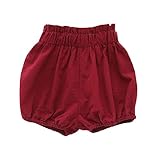 エルフ ベビー(Fairy Baby) ベビーかぼちゃパンツ ショートパンツ 無地 コットン 男の子 女の子 size 80 (レッド)