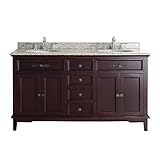 Ove Decorsダスティン・60 Deep浴室洗面化粧台でベージュGranite Vanity Top andホワイトBasin、タバコ、60-inch by 21-inch