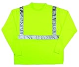 MCR Safety LTSCL2LX4 Class 2 Polyester T-Shirt with 2-Inch Silver Stripe and Long Sleeve, Fluorescen