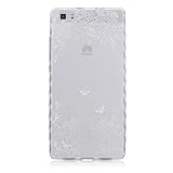 UNEXTATI Huawei P8 Lite 用 ケース 耐衝撃 高品質 TPU ハード カバー 超薄型ケース 全面保護 脱着簡単 クリア 透明 P8 Liteカバー Cover (ホワイト, P1