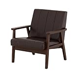 SATO セレノソファ 1人掛けストライプ PVCブラウン 肘ダークブラウン