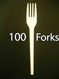 100 Quality Plastic WHITE Dessert FORKS Cutlery Party Pack Disposable Kitchen by Gadgets