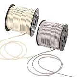 dodtazz スエード 革ひも ハンドメイド 紐 レザークラフト ストラップ 幅３㎜ 90m×2巻 (ブラウン＆ベージュ/2個セット)