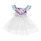 Baosity 全5サイズ ベビードレス 夏 袖なし 花柄のドレス ふわふわのベビードレス 写真用服 2歳-6歳 - 青, 4歳